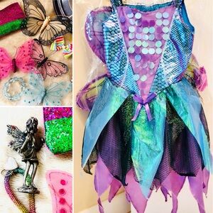 Butterfly Forrest Fairy Costume Blue Purple Iridescent sequins Easter Plus EXTRA